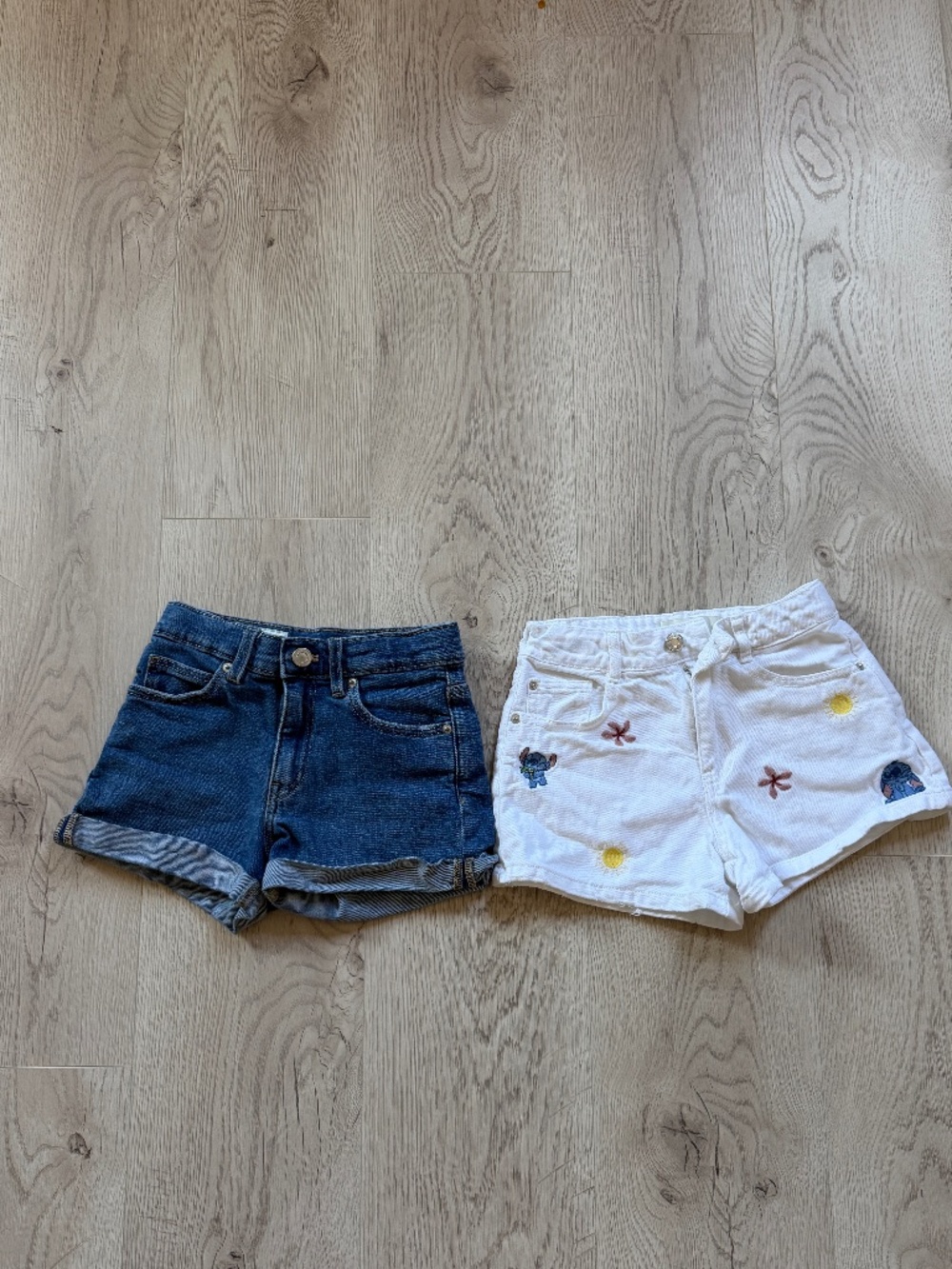 Zara Set Of 2 Denim Shorts, Disney Lilo & Stitch White and Blue Sz. 8-9Y